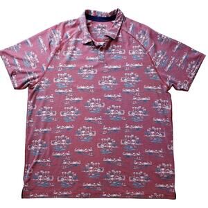 RHONE Tropical All Over Print Short Sleeve Polo Island Beach Men's Size XL- VGUC